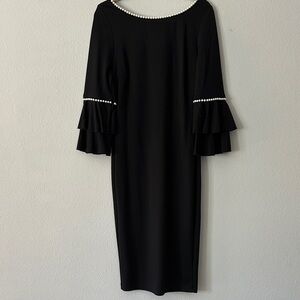 VENUS Black Dress with Pearl Accents